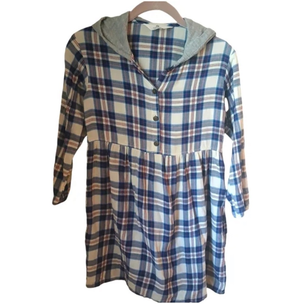 H&M Gray and Blue Plaid Kids Dress